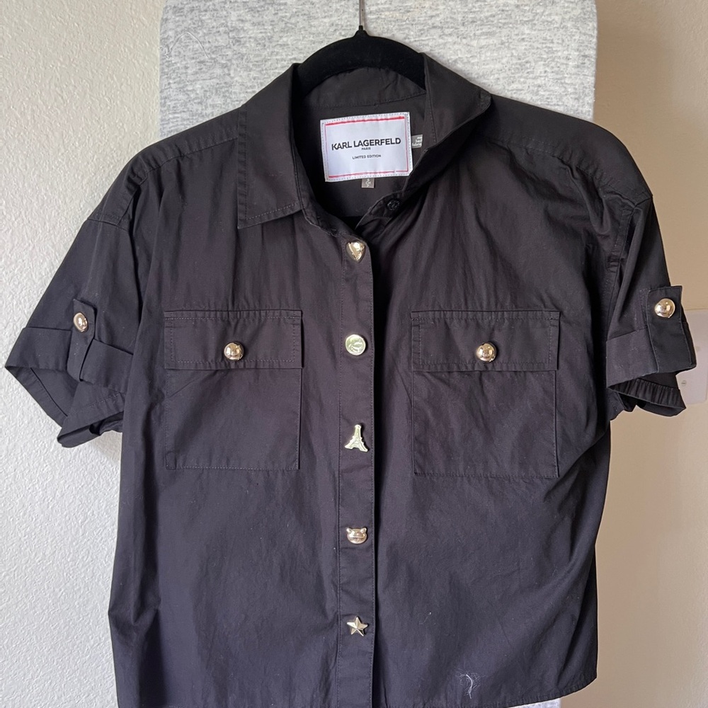 Karl Lagerfeld Charcoal Button-Up